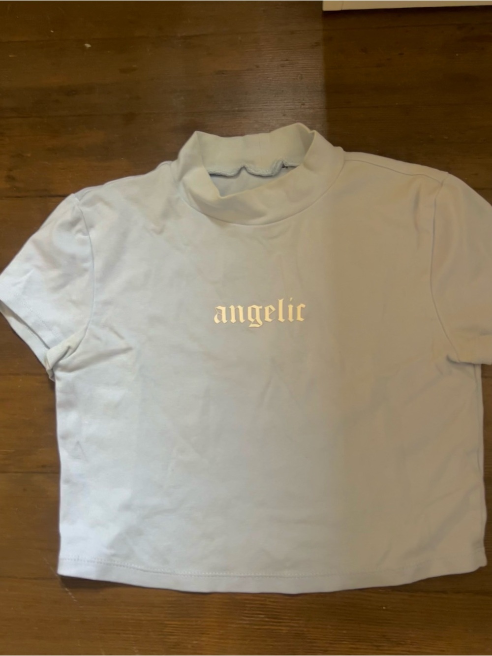 Angelic Short-Sleeve Mock Neck Tee for Kids - Light Blue